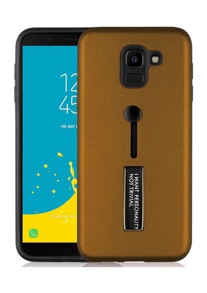 Samsung J6 Standlı Kılıf Kahverengi