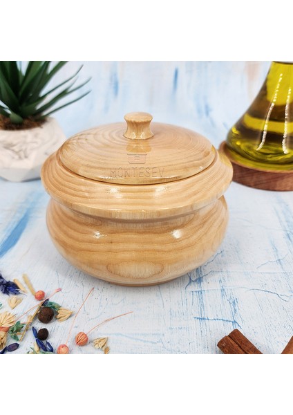 Ahşap Kapaklı Şekerlik Tuzluk Baharatlık Çerezlik Kapaklı Kase Naturel fırsatları