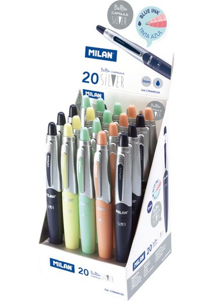 1765649120 Sılver Mavi Tükenmez Kalem 20 Adet
