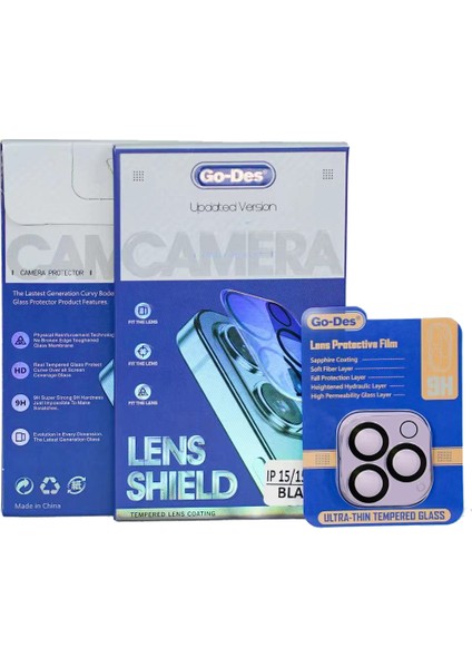 iPhone 15 Pro Max Uyumlu Şeffaf Lens Koruyucu Go Des Lens Shield Cl-14 Kamera Protector