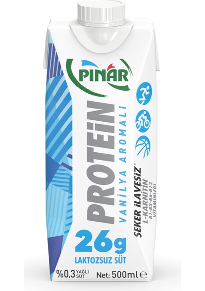 Protein Vanilya Aromalı Süt 500 ml x 5 Adet