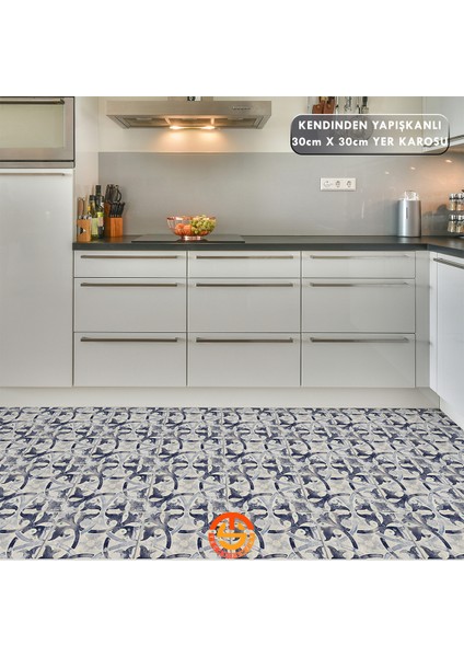 1Adet 30CM×30CM Kendinden Yapışkanlı Lvt Zemin ve Duvar Kaplama Mutfak Banyo Karo Sticker