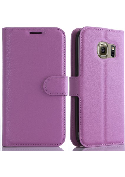 Litchi Doku Cüzdan Deri Kapak Koruyucusu Samsung Galaxy S7 Çok Renkli Cep Telefon Aksesuarı - Mor (Yurt Dışından)