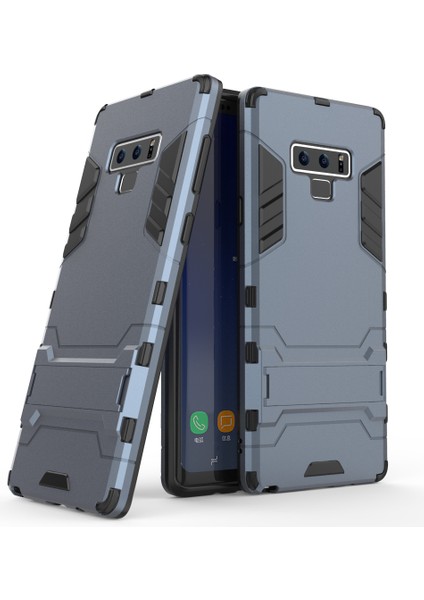 Samsung Galaxy Note 9 - Kickstand ile Cool Guard Plastik+Tpu Hibrit Kılıf Aksesuarı - Koyu Mavi (Yurt Dışından)