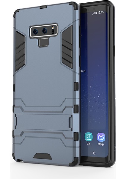 Samsung Galaxy Note 9 - Kickstand ile Cool Guard Plastik+Tpu Hibrit Kılıf Aksesuarı - Koyu Mavi (Yurt Dışından)