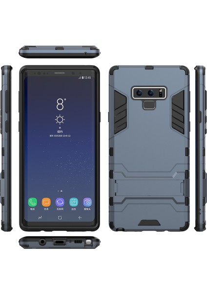 Samsung Galaxy Note 9 - Kickstand ile Cool Guard Plastik+Tpu Hibrit Kılıf Aksesuarı - Koyu Mavi (Yurt Dışından)