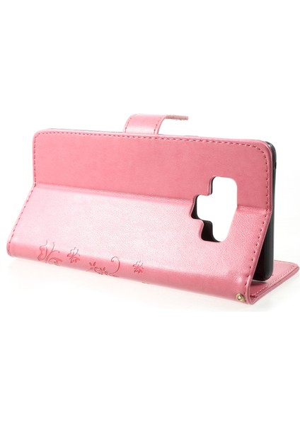 Baskı Kelebek Çiçek Stand Samsung Galaxy Note 9 - Pink Için (Yurt Dışından) fırsatları