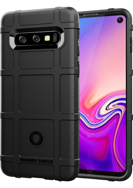 Samsung Galaxy S10 - Siyah Için Sağlam Shock Anti -Shock Square Grid Doku Tpu Telefon Kılıfı (Yurt Dışından)