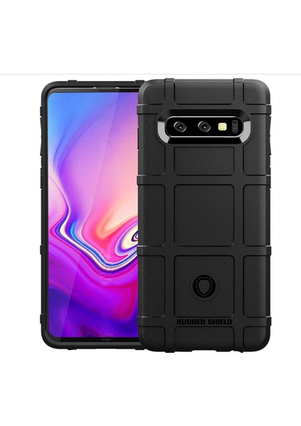 Samsung Galaxy S10 - Siyah Için Sağlam Shock Anti -Shock Square Grid Doku Tpu Telefon Kılıfı (Yurt Dışından)