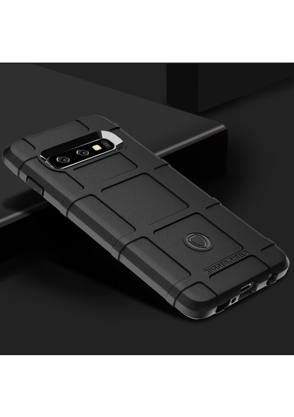 Samsung Galaxy S10 - Siyah Için Sağlam Shock Anti -Shock Square Grid Doku Tpu Telefon Kılıfı (Yurt Dışından)