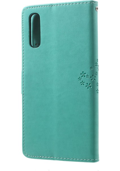 Samsung Galaxy A70 Baskı Ağacı Baykuş Deri Cüzdan Stand Mobil Kapak - Cıan (Yurt Dışından) modelleri