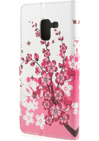 Desen Baskı Pu Deri Manyetik Cüzdan Koruyucu Telefon Kabuğu Samsung Galaxy A8 - Şeftali Çiçeği (Yurt Dışından) modelleri