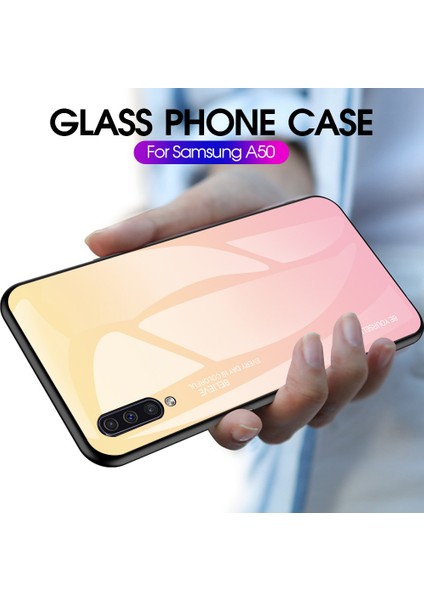 Samsung Galaxy A50/A50S/A30'LAR Için Gradyan Renk Cam+Tpu+Pc Telefon Kılıf Aksesuarı - Altın/pembe (Yurt Dışından) fiyatları