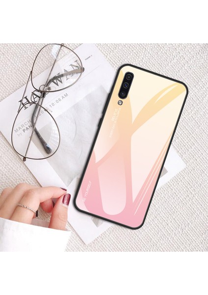 Samsung Galaxy A50/A50S/A30'LAR Için Gradyan Renk Cam+Tpu+Pc Telefon Kılıf Aksesuarı - Altın/pembe (Yurt Dışından) modelleri