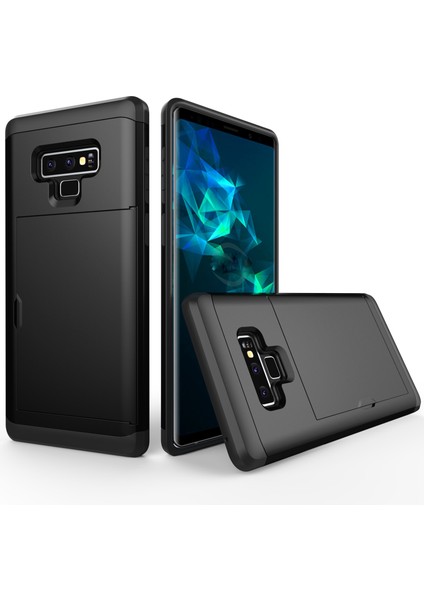Samsung Galaxy Note 9 - Siyah Için Kart Yuvası ile Plastik+Tpu Hibrit Kılıf (Yurt Dışından)