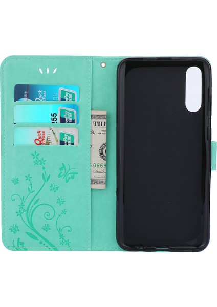Samsung Galaxy A50/A50S/A30'LAR Için Kelebek Çiçek Deri Cüzdan Kılıfı - Yeşil (Yurt Dışından) modelleri