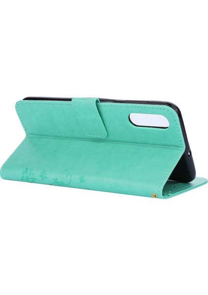 Samsung Galaxy A50/A50S/A30'LAR Için Kelebek Çiçek Deri Cüzdan Kılıfı - Yeşil (Yurt Dışından) fırsatları