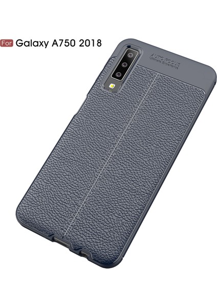 Samsung Galaxy A7 Için Litchi Grain Yumuşak Tpu Arka Kapak Koruyucusu - Koyu Mavi (Yurt Dışından) fiyatları