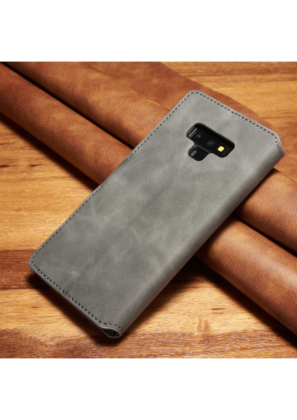 Samsung Galaxy Note9 Sm -N960 Için Retro Style Cüzdan Deri Stand Kılıfı - Gri (Yurt Dışından) fiyatları