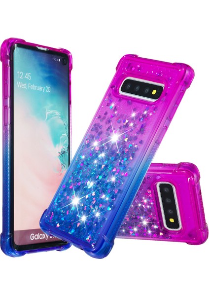 Samsung Galaxy S10 Için Gradyan Parıltı Tozu Hızlı ve Tpu Kasası - Mor/mavi (Yurt Dışından)