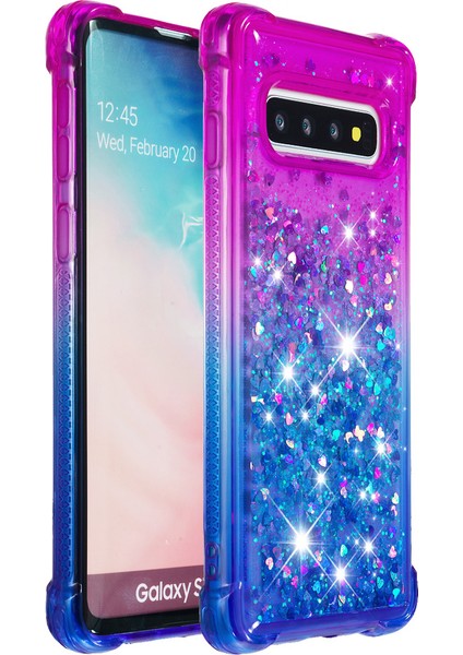 Samsung Galaxy S10 Için Gradyan Parıltı Tozu Hızlı ve Tpu Kasası - Mor/mavi (Yurt Dışından) modelleri