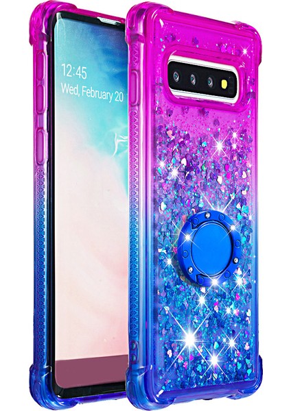 Samsung Galaxy S10 4g Için Ring Kickstand Moda Gradyan ve Dayanıklı Tpu Telefon Kılıf Kabuğu - Mor/mavi (Yurt Dışından) fiyatları