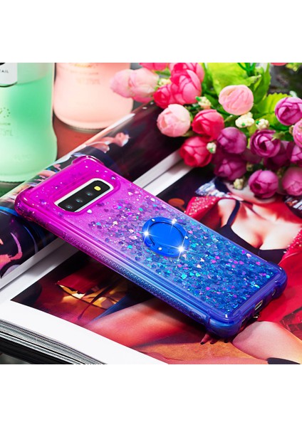 Samsung Galaxy S10 4g Için Ring Kickstand Moda Gradyan ve Dayanıklı Tpu Telefon Kılıf Kabuğu - Mor/mavi (Yurt Dışından) modelleri