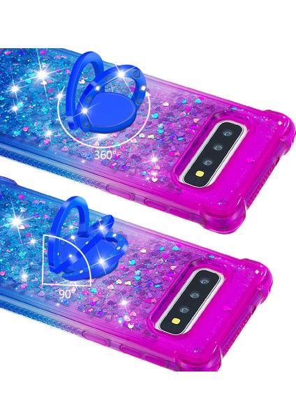Samsung Galaxy S10 4g Için Ring Kickstand Moda Gradyan ve Dayanıklı Tpu Telefon Kılıf Kabuğu - Mor/mavi (Yurt Dışından) fırsatları