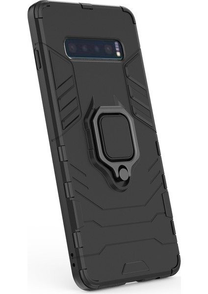 Samsung Galaxy S10 Plus Için Parmak Yüzük Kickstand Pc+Tpu Hibrit Kılıf - Siyah (Yurt Dışından) fiyatları
