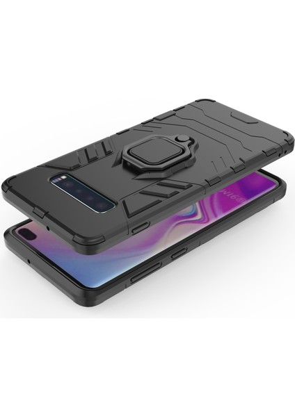 Samsung Galaxy S10 Plus Için Parmak Yüzük Kickstand Pc+Tpu Hibrit Kılıf - Siyah (Yurt Dışından) modelleri