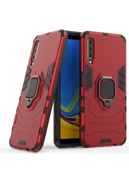 Samsung Galaxy A7 Için Serin Koruma Tutucu Kickstand Pc Tpu Hibrid Kapak - Kırmızı (Yurt Dışından)
