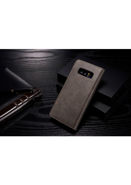 Samsung Galaxy Note 8 SM-N950 Için Söndürülebilir 2'si Bölünmüş Deri Cüzdan Kapağı+Pc Sabit Kabuk-Gri (Yurt Dışından)