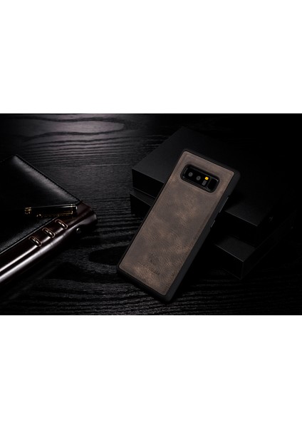 Samsung Galaxy Note 8 SM-N950 Için Söndürülebilir 2'si Bölünmüş Deri Cüzdan Kapağı+Pc Sabit Kabuk-Gri (Yurt Dışından)