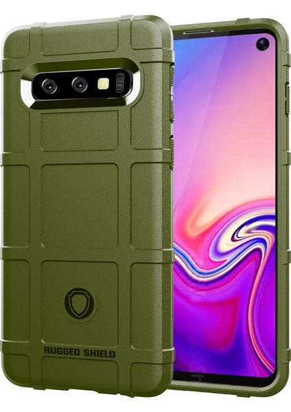 Samsung Galaxy S10 Için Sağlam Shock Anti -Shock Square Grid Doku Tpu Mobil Muhafaza - Yeşil (Yurt Dışından)