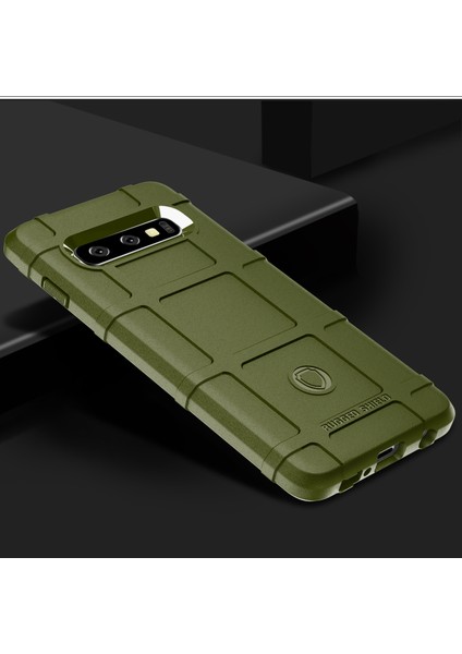 Samsung Galaxy S10 Için Sağlam Shock Anti -Shock Square Grid Doku Tpu Mobil Muhafaza - Yeşil (Yurt Dışından)