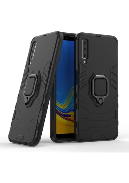 Samsung Galaxy A7 Için Serin Koruma Tutucu Kickstand Pc Tpu Hibrit Kılıf - Siyah (Yurt Dışından)