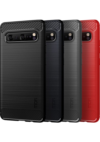 Samsung Galaxy S10 5g Için Karbon Fiber Doku Fırçalanmış Tpu Telefon Kabuğu - Siyah (Yurt Dışından) modelleri