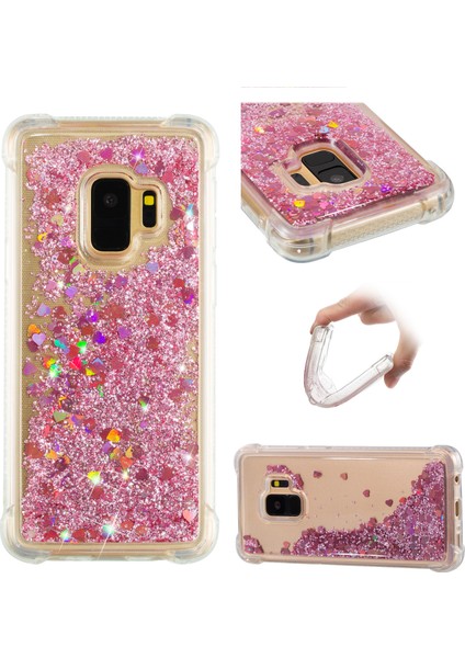 Samsung Galaxy S9 SM-G960 Için Dinamik Quicksand ve Şok Emici Tpu Kabuğu-Pembe (Yurt Dışından)