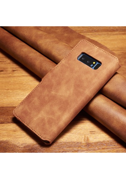 Samsung Galaxy Note 8 Sm -N950 Için Kart Yuvaları ile Retro Tarzı Deri Standı Kapağı - Brown (Yurt Dışından)