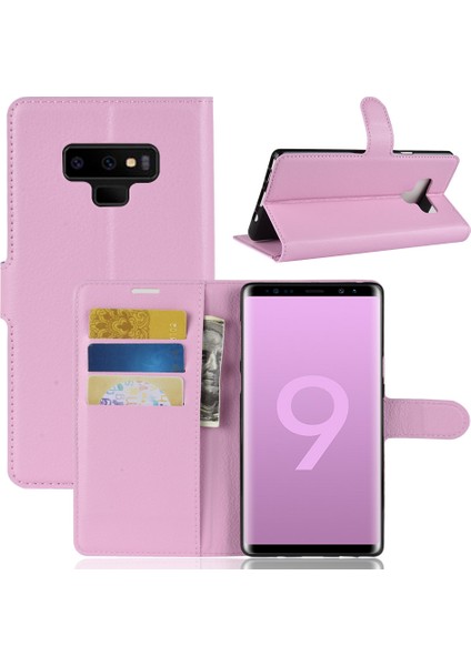 Samsung Galaxy Note 9 - Litchi Doku Cüzdan Deri Manyetik Kapak (Yurt Dışından)