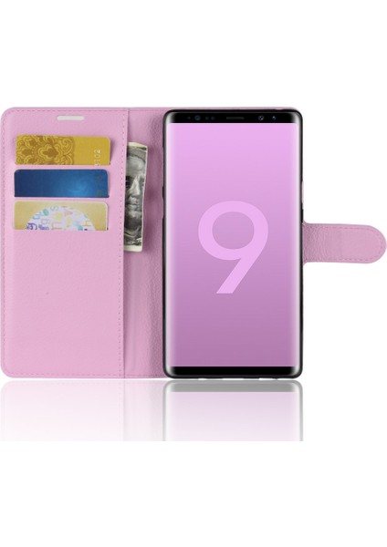 Samsung Galaxy Note 9 - Litchi Doku Cüzdan Deri Manyetik Kapak (Yurt Dışından)