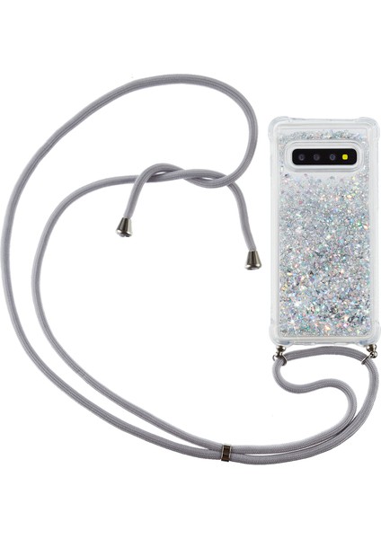 Glitter Toz Komik Quicksand ve Tpu Samsung Galaxy S10 Için Şık Kapak - Beyaz (Yurt Dışından)