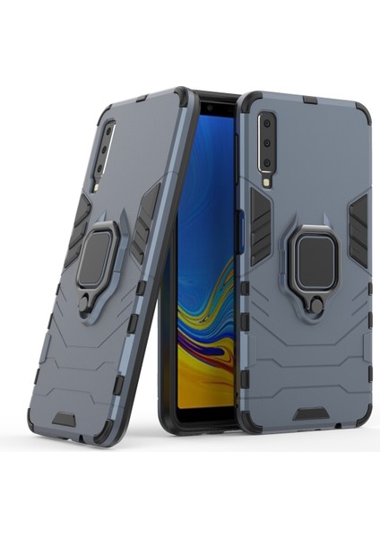 Samsung Galaxy A7 Için Serin Koruma Halka Tutucu Kickstand Plastik Tpu Kombo Kabuğu - Mavi (Yurt Dışından)