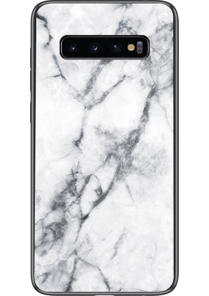 Mermer Desen Temperli Cam Arka Telefon Hibrit Kasa Kabuğu Samsung Galaxy S10 5g - Beyaz (Yurt Dışından) fiyatları