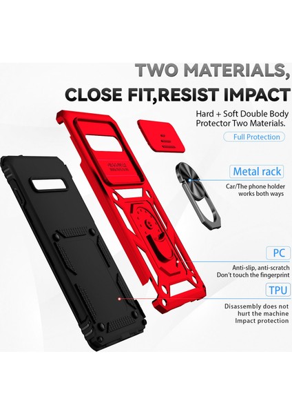 Samsung Galaxy S10 4g Için Metal Ring Kickstand Anti -Drop Kılıfı, Slayt Kamera Koruma Pc+Tpu Hibrid Telefon Kapağı - Kırmızı (Yurt Dışından) fırsatları