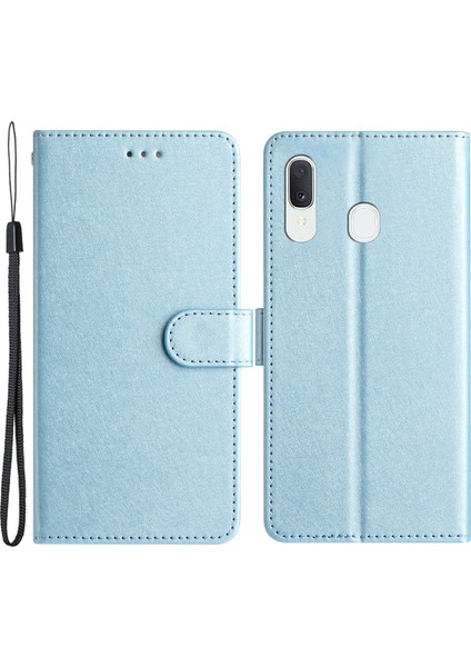 Samsung Galaxy A20E Ipek Doku Deri Deri Cüzdan Için Manyetik Toka Kılıf (Yurt Dışından)