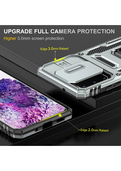 Samsung Galaxy S20 Plus 4g/5g Pc+Tpu Anti-Drop Anti-Drop Telefon Kasası Kickstand Slayt Kameralı Kamera Koruyucu Grey (Yurt Dışından) modelleri
