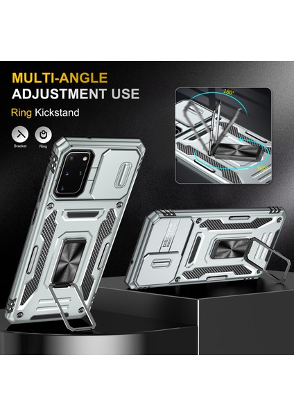 Samsung Galaxy S20 Plus 4g/5g Pc+Tpu Anti-Drop Anti-Drop Telefon Kasası Kickstand Slayt Kameralı Kamera Koruyucu Grey (Yurt Dışından) fırsatları