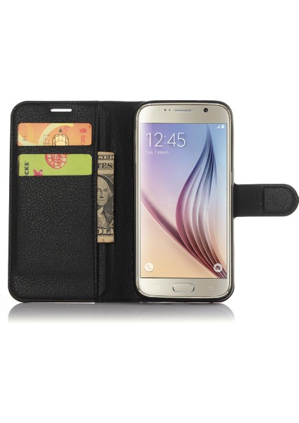Litchi Doku Cüzdan Deri Kapak Koruyucusu Samsung Galaxy S7 Çok Renk Cep Telefonu Aksesuar - Siyah (Yurt Dışından)