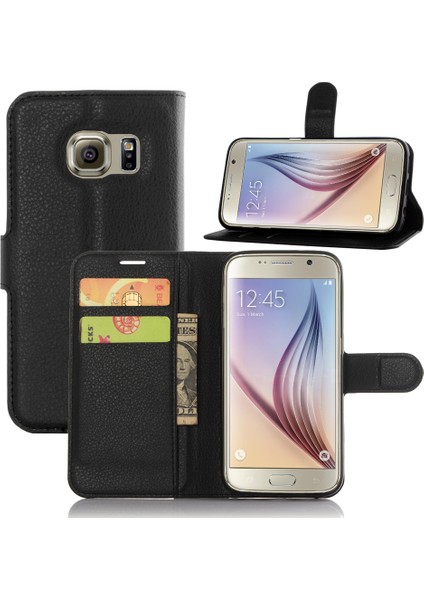 Litchi Doku Cüzdan Deri Kapak Koruyucusu Samsung Galaxy S7 Çok Renk Cep Telefonu Aksesuar - Siyah (Yurt Dışından)